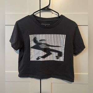 Aeropostale x Elvis Presley Charcoal Graphic Crop Top